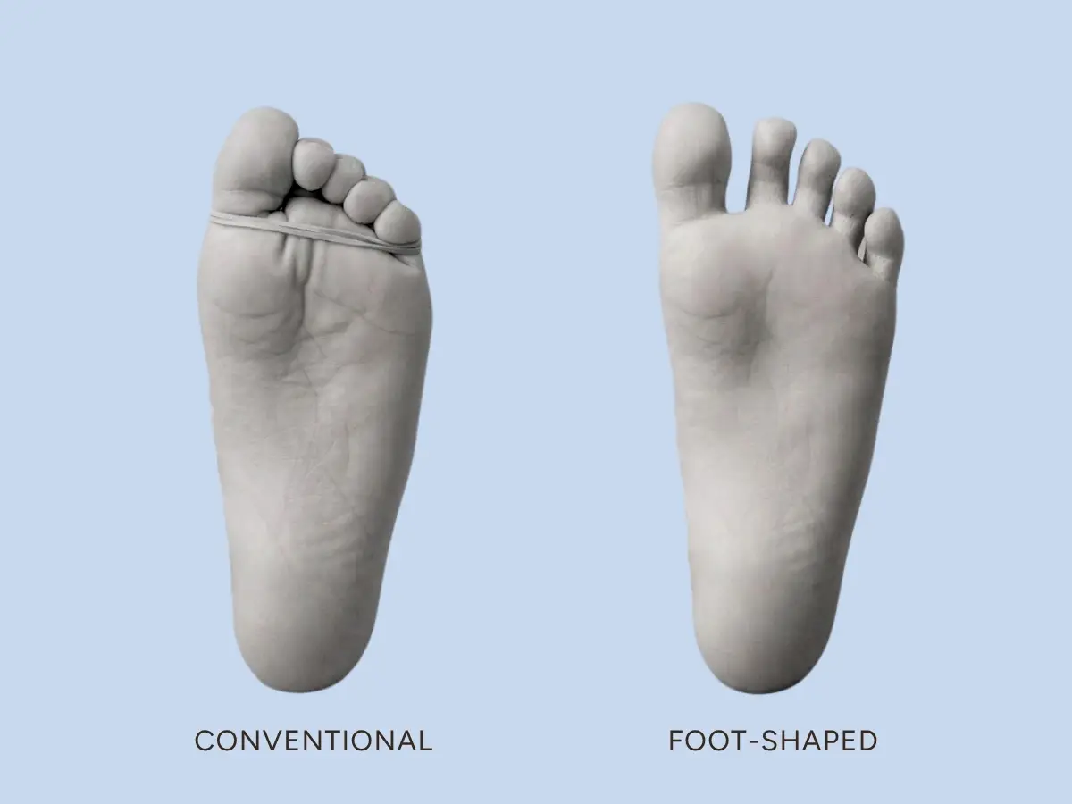 conventional vs. foot-shaped feet